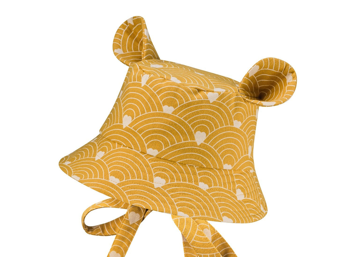 Kids Hat with Ears - Waves on Mustard