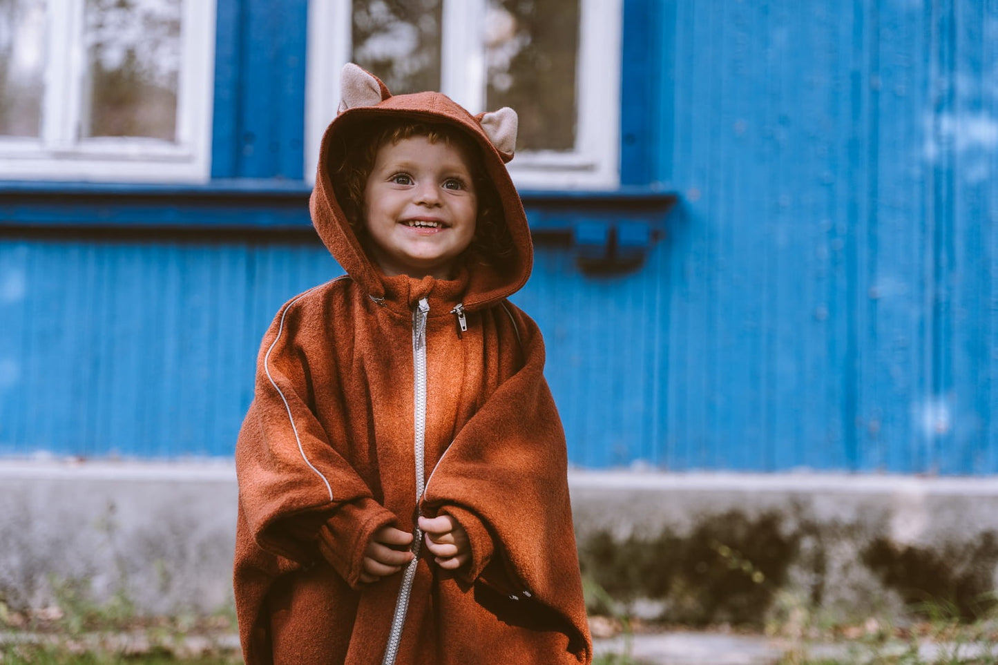 Merino Wool Car Poncho For Kids - Fox